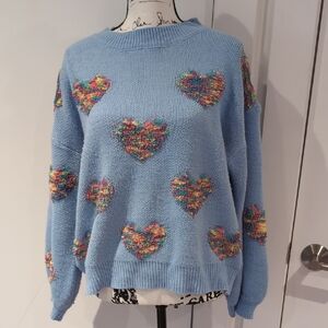 Multicolor Heart Pattern Sweater